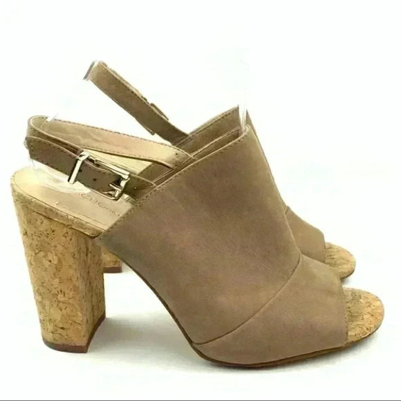 Bcbgeneration Womens sandals Pl-loriah-x heels size 7.5 37.5 taupe Leather Cork - Picture 1 of 12